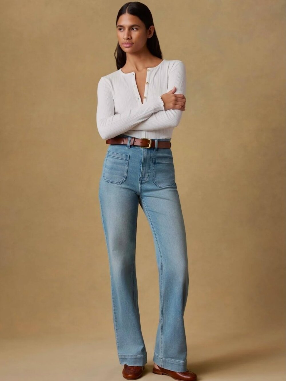 Faherty Stretch Terry Patch Pocket Jeans in Eastern Shore Wash Size 28